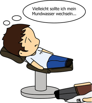 Mundwasser, Mundgeruch - Zahnarztpraxis - Zahnarzt- Comic 