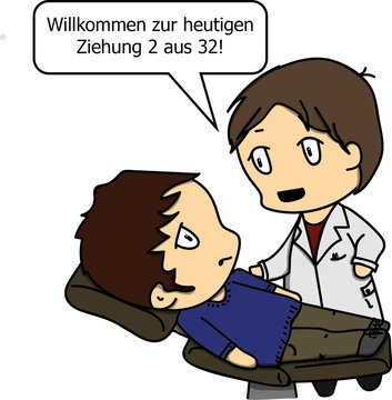 Zahn ziehen - Lotto, Z&auml;hne ziehen - Zahnarztpraxis - Zahnarzt- Comic 