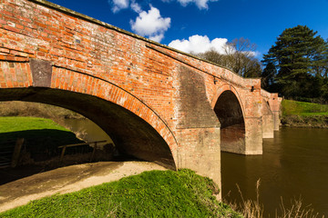 Bredwardine Bridge, red brick crossing river Wye