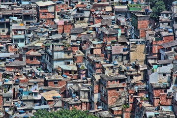 Cluster of homes in Rocinha, a favela in Rio de Janeiro, Brazil.