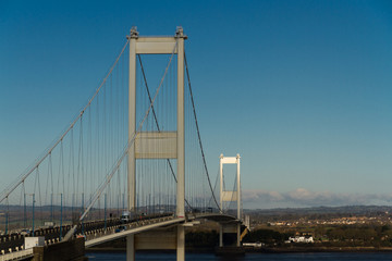 The older Severn Crossing, suspension bridge connecting Wales wi