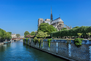 Fototapeta na wymiar The picturesque embankments of the Seine River. Paris, France.