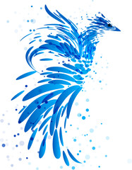 Fototapeta na wymiar Mythical blue bird on white