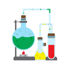 the chemical equipment, laboratory, the ex-recop with liquid, th