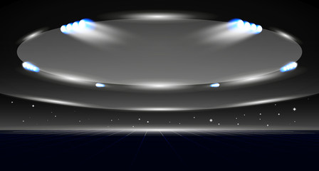 Sport background of dome of stadium with lights of projectors. © yik2007