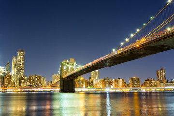 Brooklyn bridge, manhattan night view from hudson