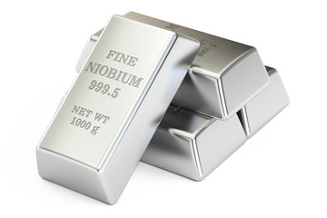 set of niobium ingots closeup, 3D rendering
