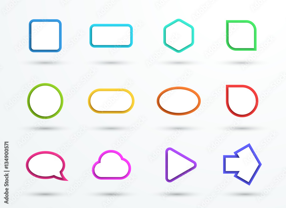 Poster vector 3d color text box frames different shapes set of 12