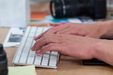 Photographer using keyboard
