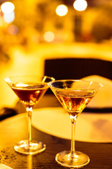 Martini glass on a table