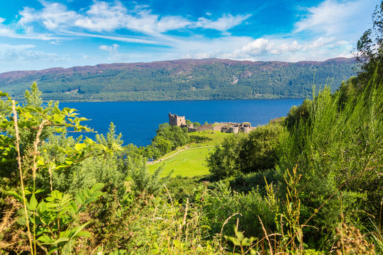 Urquhart Castle along Loch Ness lake
