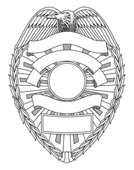Police Badge Blank is an illustration of a police or law enforcement badge with open space for your specific text such as location, badge number, etc.