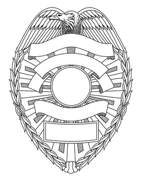 Police Badge Blank is an illustration of a police or law enforcement badge with open space for your specific text such as location, badge number, etc.