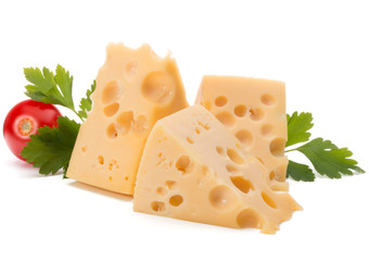 Cheese block isolated on white background cutout
