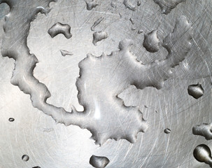 water drops on metal surface