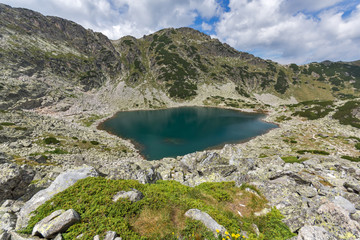 Panorama to Musalenski lakes from Musala Peak, Rila mountain, Bulgaria