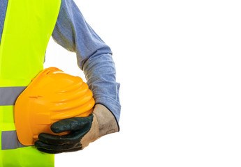 Man wearing safety equipment