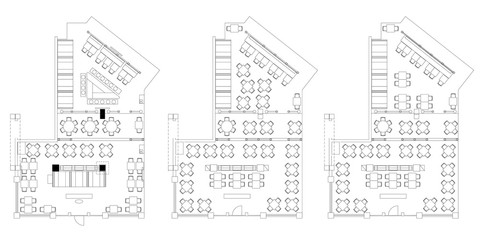 Standard cafe furniture symbols on floor plans