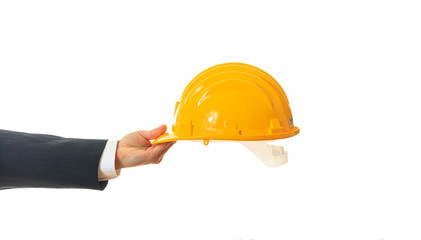 Fototapeta premium Engineer offering a hard hat