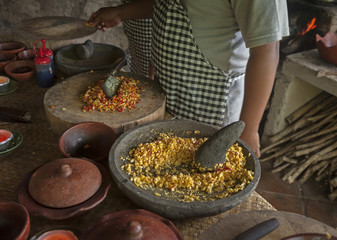 Balinese Cooking Class. Food in Bali is a complicated process with lots of chopping and preparation and mixing of exotic spices. Cooking classes are held in many of the hotels and restaurants.