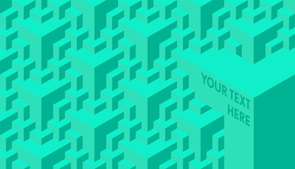 Vector isometric blue background with cubes and 