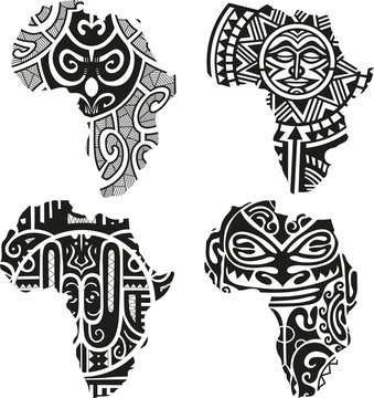 Vector illustration of a tribal African silhouette