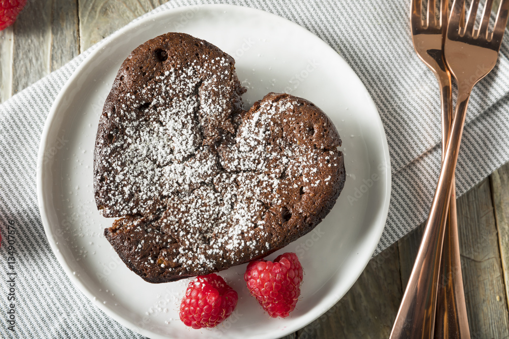 Sticker homemade sweet chocolate heart lava cake