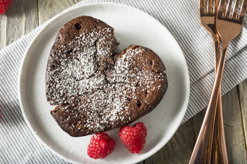 Fototapeta na wymiar Homemade Sweet Chocolate Heart Lava Cake