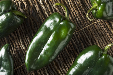 Raw Green Organic Poblano Peppers