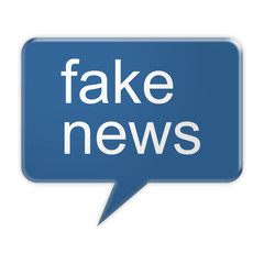 Social Media Concept: Blue Fake News Speech Balloon, 3d illustration, isolated on white background
