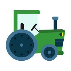 Vector illustration of a toy green tractor on a white background