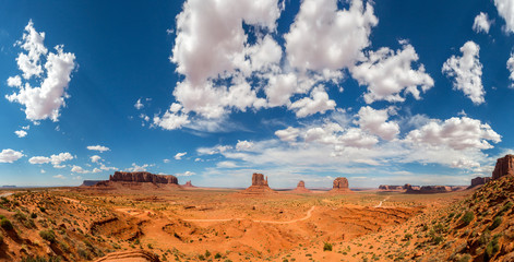 Scenic sandstones, cloudy sky at Monument Valley