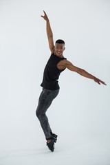 Portrait of dancer practicing dance