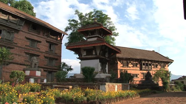 Pan of the temple within Nuwakot Durbar Square in Nepal