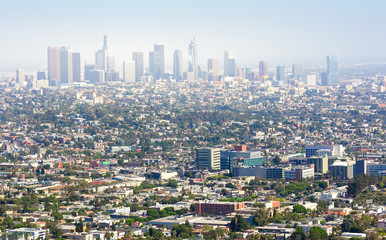 Fototapeta na wymiar Cityscape of Los Angeles architecture at sunset
