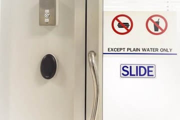 The Security in through the door with a key card.