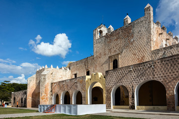 Monastery of San Bernardine of Siena in Valladolid, Yucatan, Mexico was the first church constructed on American soil, starting 1552, completed in 1560.