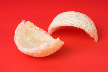 Fresh edible bird's nest on red paper