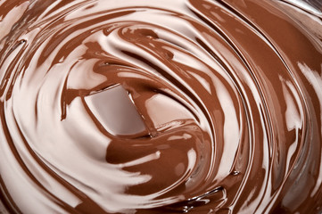 Melted chocolate bar in swirl.