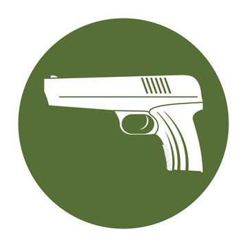 Firearm badge of military equipment icon image, vector ilustration