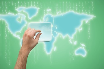 Composite image of hand showing