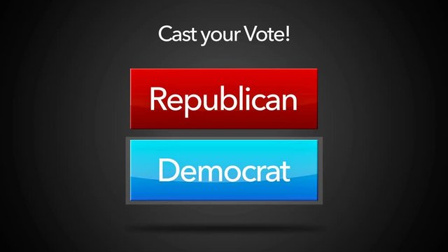 Seamlessly looping Cast your Vote Election Button - Democrat Selected