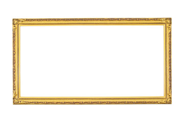 antique golden frame isolated on white background.Gold frame isolated