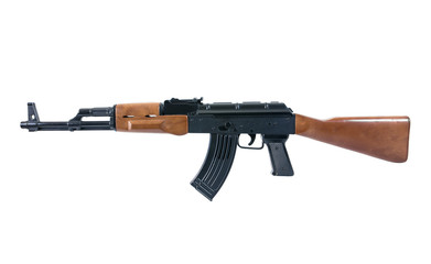 Handgun weapon - crime gun toy isolated on white.Rifle gun toy isolated