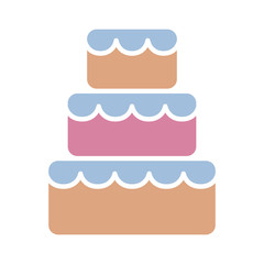 Stacked wedding cake dessert with frosting flat color vector icon for food apps and websites