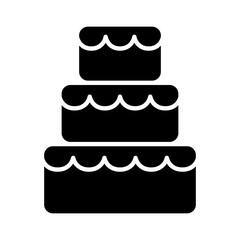 Stacked wedding cake dessert with frosting flat vector icon for food apps and websites