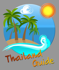 Fototapeta na wymiar Thailand Guide Means Asian Tourist Guidebook Holiday