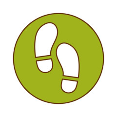 Green symbol footprints button icon design, vector illustration