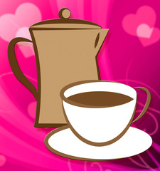 Brewed Coffee Cup Representing Restaurant Roasted And Cafe