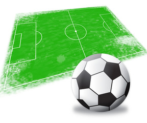 Soccer Field Shows Football Game 3d Illustration